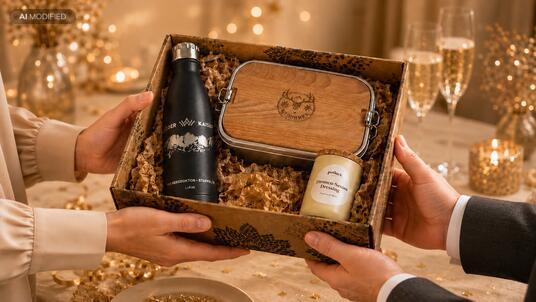 Neujahrsgeschenk für Mitarbeiter und Kunden in individuell bedruckter Geschenkbox Neujahrsgeschenk für Mitarbeiter und Kunden in individuell bedruckter Geschenkbox