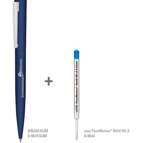 Der Brush Gum Kugelschreiber und die uma Flow Motion Refill M1.2.